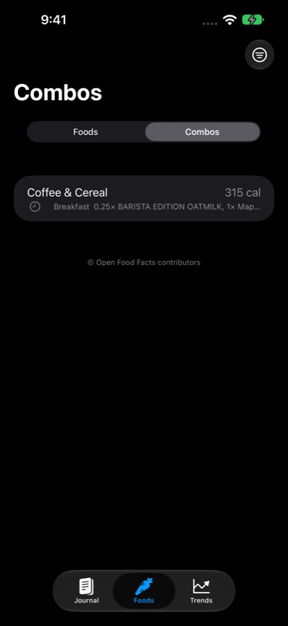 CalVigor on iPhone, screenshot 3