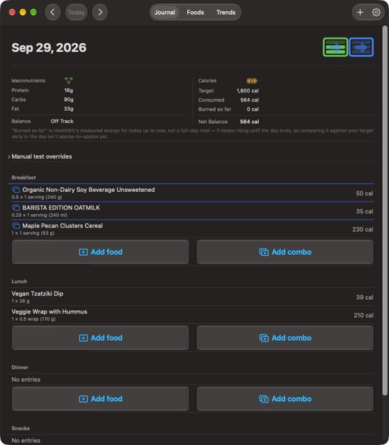 CalVigor on Mac, screenshot 1