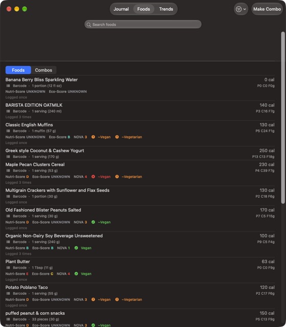 CalVigor on Mac, screenshot 2